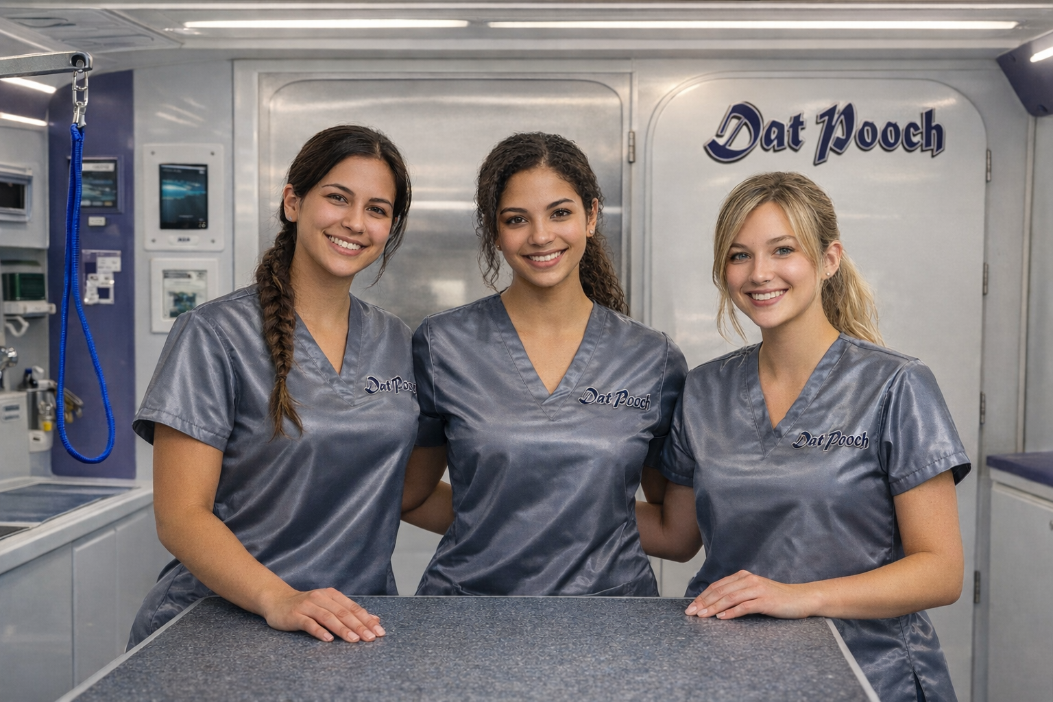Dat Pooch groomers standing together in van